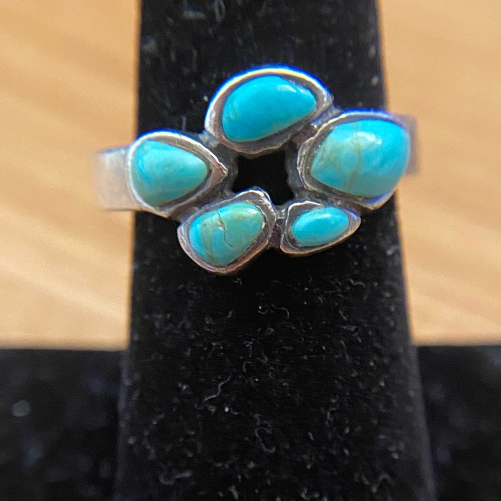 VTG Studio Barse Turquoise Cluster 925 Sterling Silver Ring